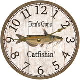 Personalized Gone Catfishing Clock gold hands