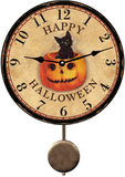 Happy Halloween Round Pendulum Wall Clock