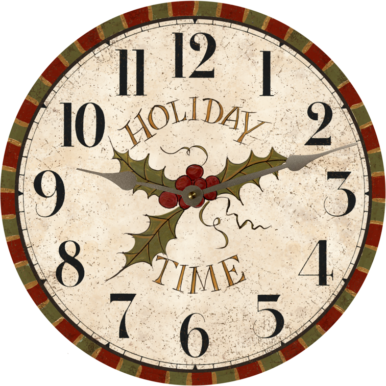 Holiday Wall Clock-Christmas Clock- Mistletoe Clock | Time Flies