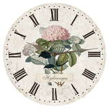 Hydrangea Clock with Silver Hands