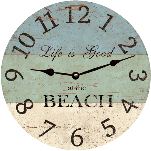 Life is Good at the Beach Clock with black hands