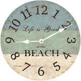 Life is Good at the Beach Clock with white hands