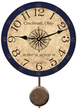 Personalized Longitude Latitude Coordinates Clock with pendulum