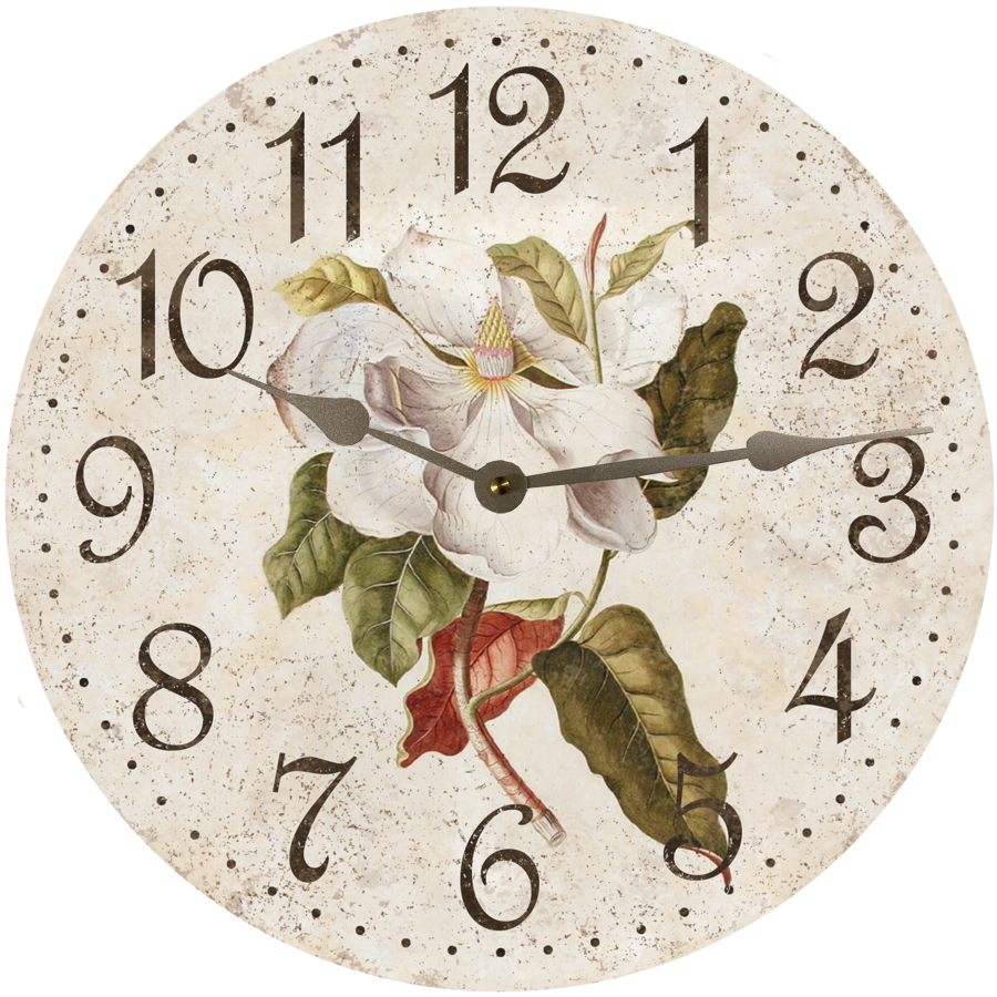 Magnolia Flower Clock-Vintage Floral Wall Clock-Elegant Flower