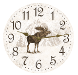 White Moose Clock with gold hands