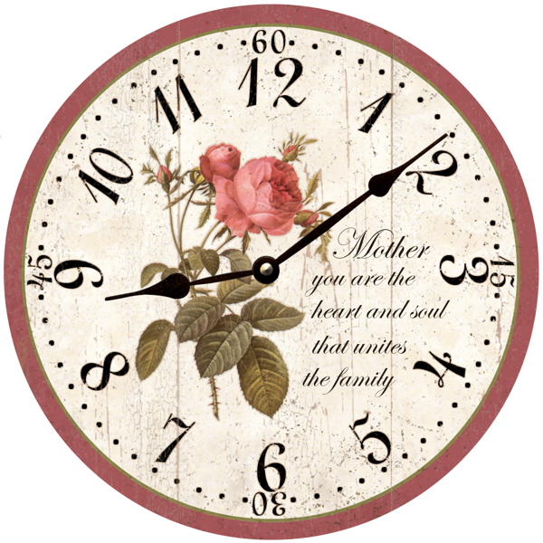 Red Rose Clock with Black Hands