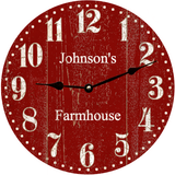 Personalized Deep Red Clock- Deep Red Wall Clock