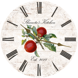 Personalized Apple Kitchen Clock Gold Hands