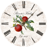 Personalized Apple Kitchen Clock Silver Hands