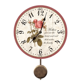 Red Rose Pendulum Clock