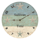 Personalized Starfish Beach Time Clock Silver Hands