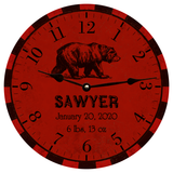 Personalized Animal Clock- Bear Nursery Clock with black hands