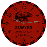 Personalized Animal Clock- Bear Nursery Clock with silver hands