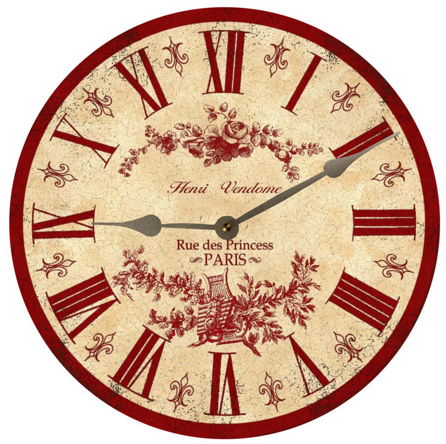 Red French Toile Clock | Time Flies Clocks