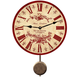 Red French Toile Pendulum Clock