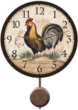Rustic Rooster Pendulum Wall Clock