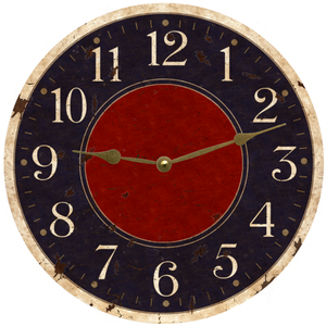Rustic Wall Clock Navy Blue with gold hands