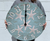 Starfish Clock-Seafoam Colored Rustic Beach Clock