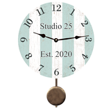 Personalized Striped Aqua Pendulum Clock