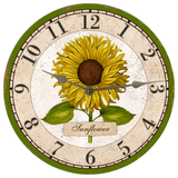 Sunflower Clock with Silver Hands