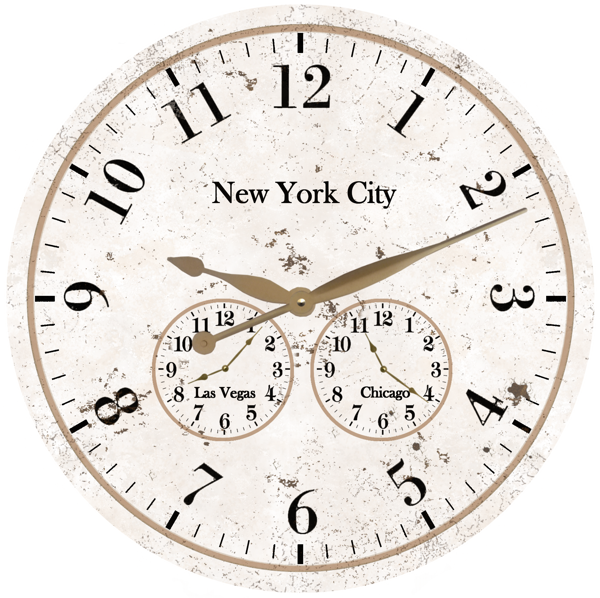 Time Zone Clock- White Timezone Wall Clock- Personalized Clock