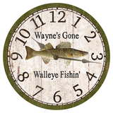 Personalized Walleye Clock with Silver Hands