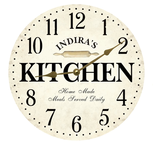 Personalized Kitchen Clock- White Kitchen Wall Clock